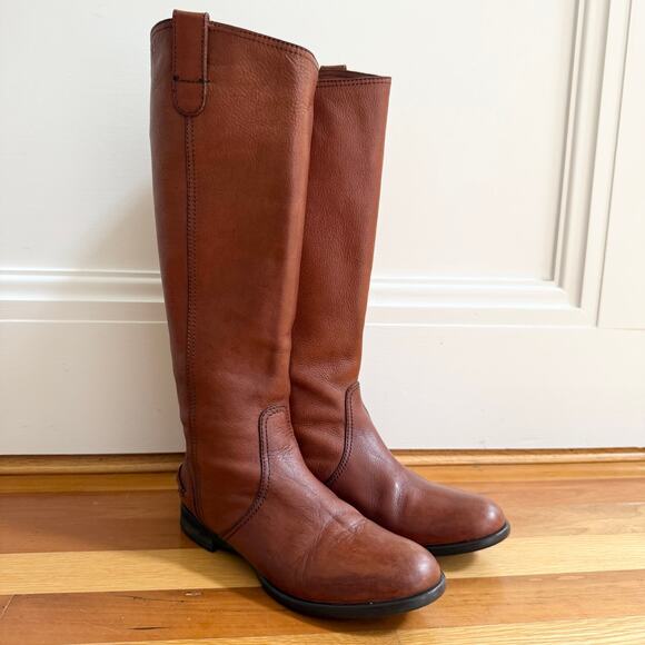 1937 Footwear Women’s Brown Leather Knee-High Riding Boots Sz 6.5 Made in Italy - Picture 1 of 14